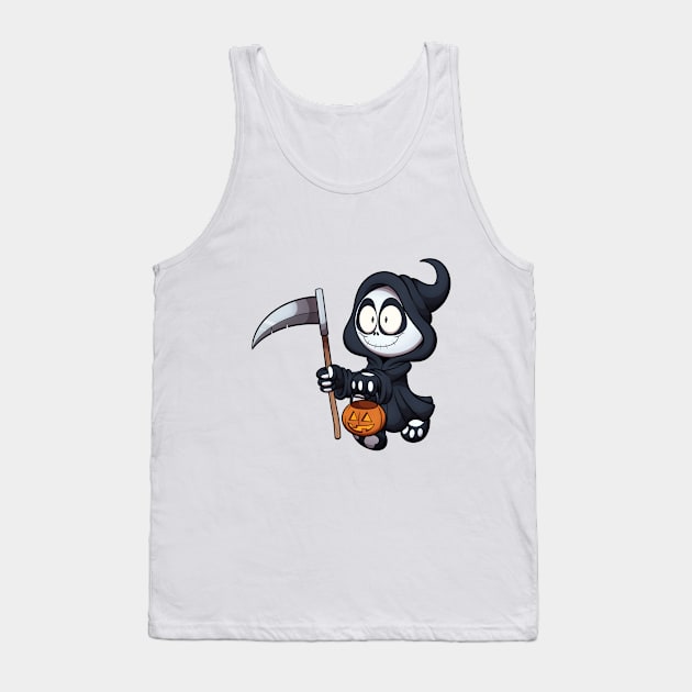 Kid In Reaper Costume Trick Or Treating Tank Top by TheMaskedTooner